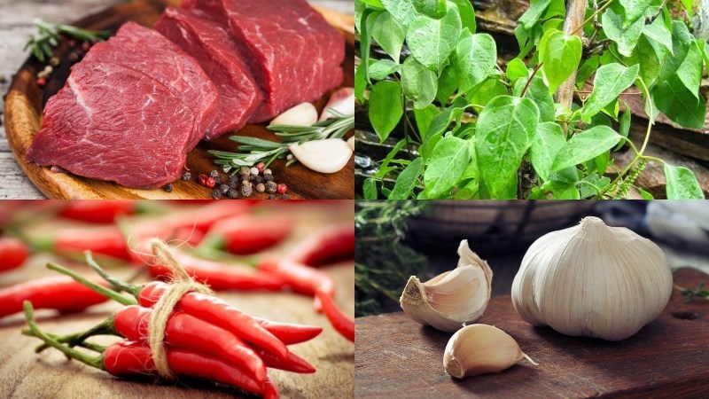 Nguyên liệu món ăn thịt bò xào lá giang