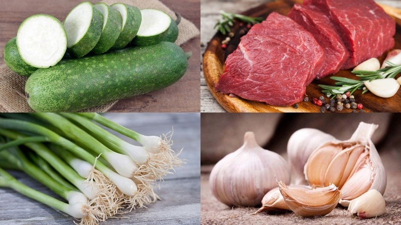 Nguyên liệu món ăn bí đao xào thịt bò