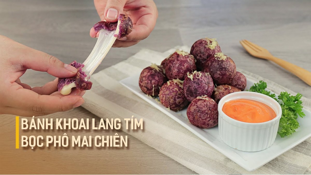 Bánh khoai lang tím bọc phô mai chiên giòn