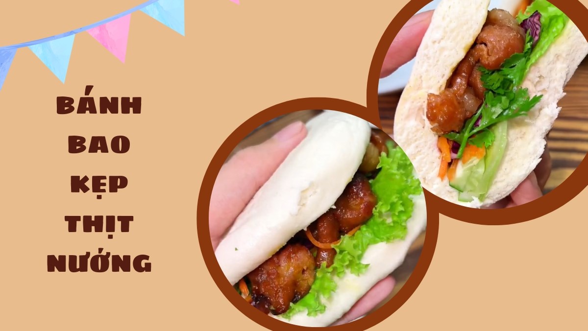 Bánh bao kẹp thịt (Công thức được chia từ Tiktok Cách Nấu Ngon cùng Cách Nấu Ngon)