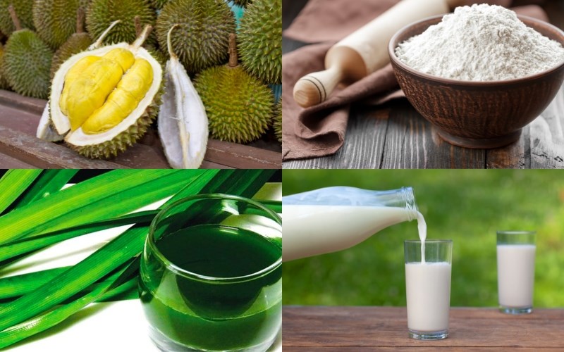 Nguyên liệu món ăn bánh crepe sầu riêng