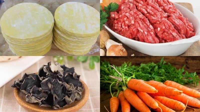Nguyên liệu món ăn bánh gối nhân thịt