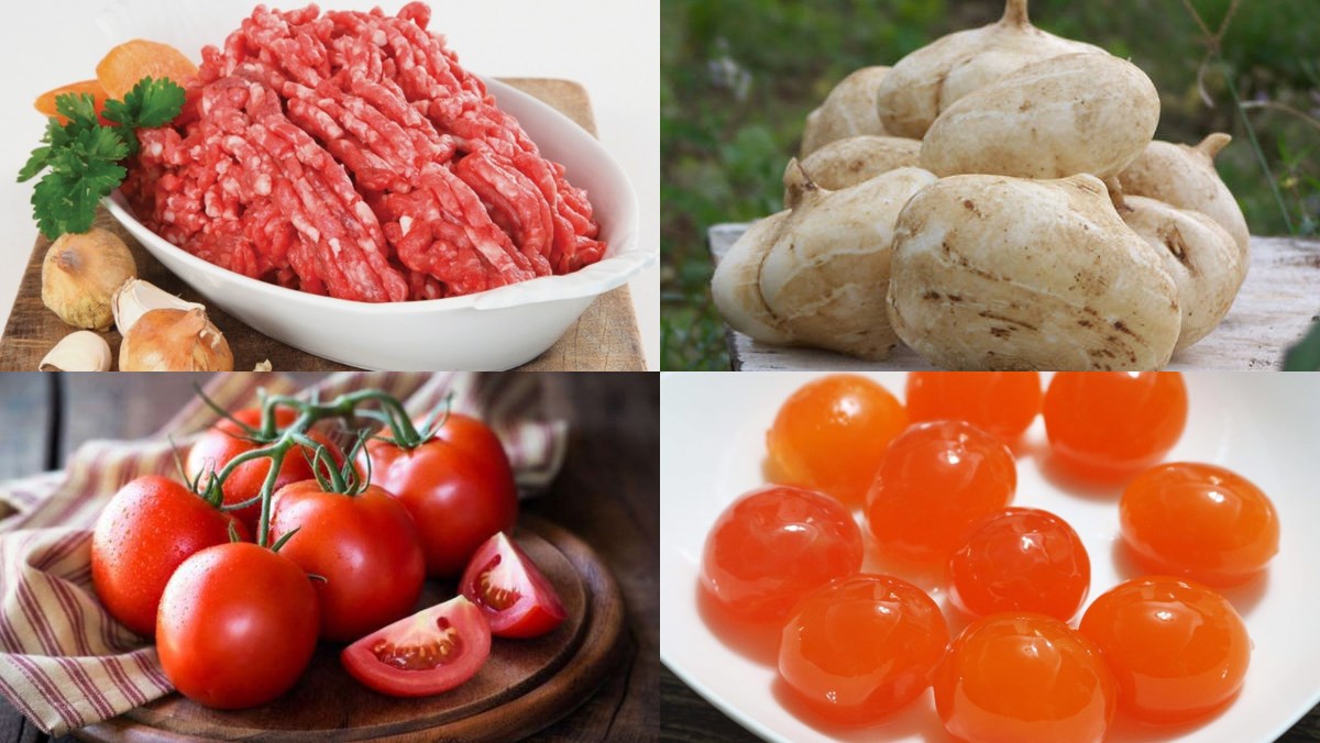 Nguyên liệu món ăn bánh mì xíu mại trứng muối