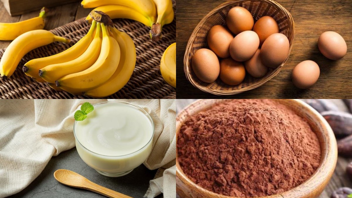 Nguyên liệu món ăn bánh muffin chuối socola bằng nồi chiên không dầu