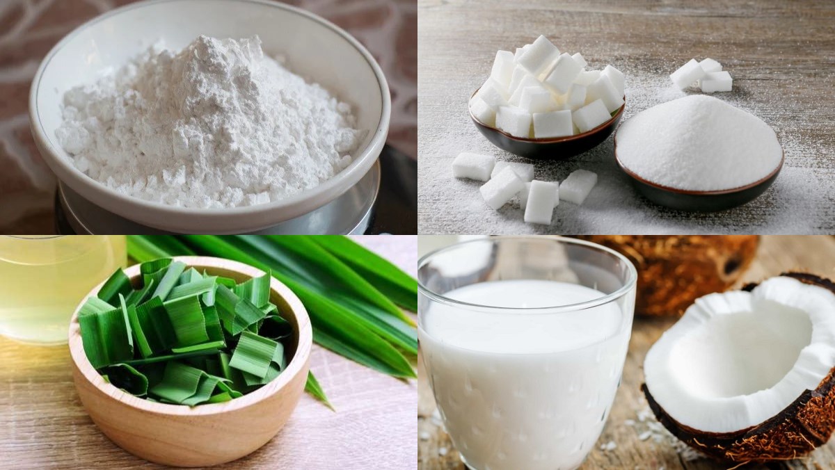 Nguyên liệu món ăn bánh phục linh cốt dừa, bánh phục linh lá dứa