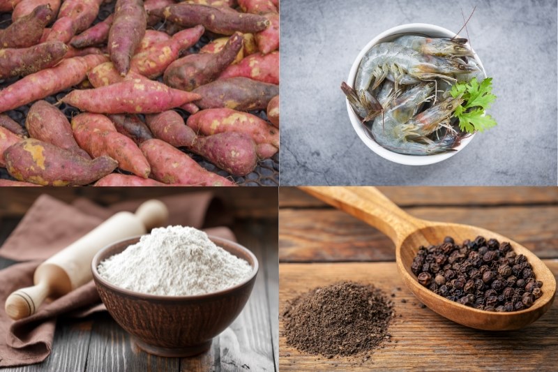 Nguyên liệu món ăn bánh tôm hồ tây