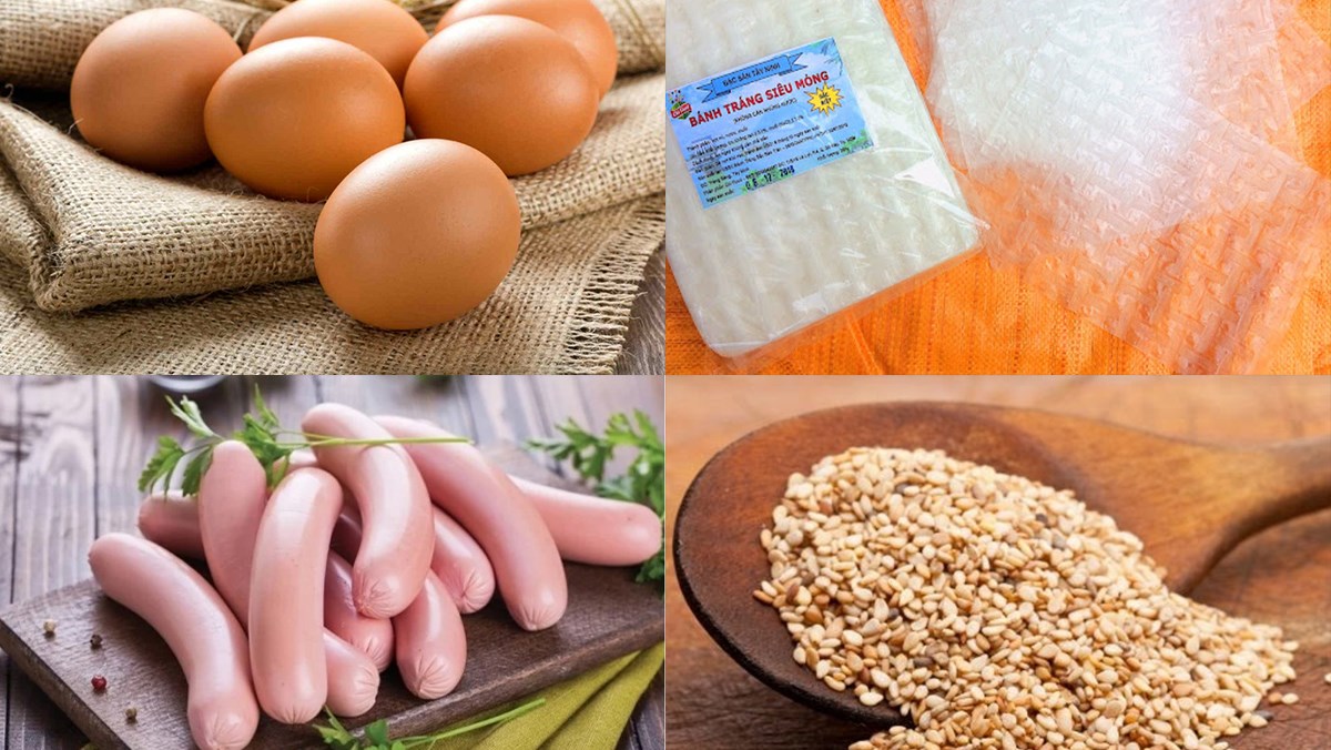 Nguyên liệu món ăn bánh tráng cuộn trứng theo kiểu đài loan