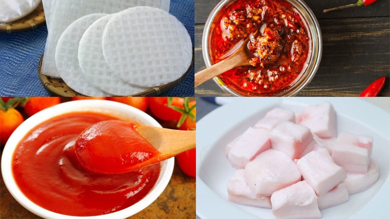 Nguyên liệu món ăn bánh tráng trộn tóp mỡ