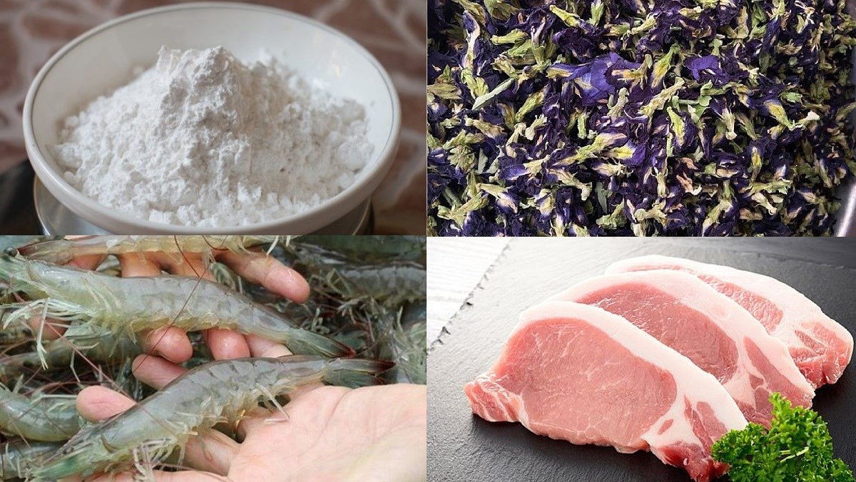 Nguyên liệu món ăn bánh xèo hoa đậu biếc