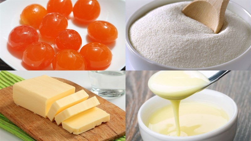 Nguyên liệu món ăn bánh trung thu kim sa trứng muối bằng nồi chiên không dầu