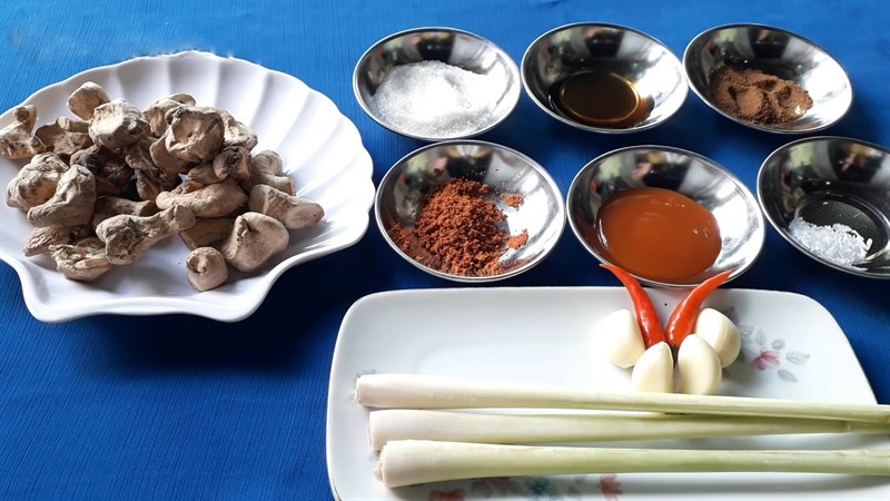 Nguyên liệu món ăn 2 cách làm khô bò chay từ sườn non và chân nấm