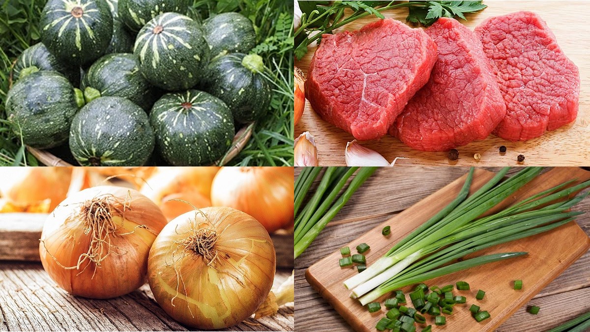 Nguyên liệu món ăn bí đỏ nhồi thịt hấp