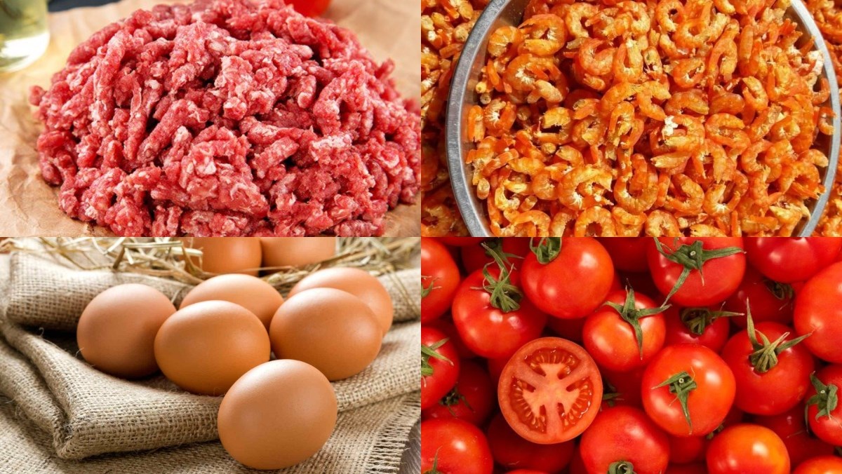 Nguyên liệu món ăn bún riêu tôm khô
