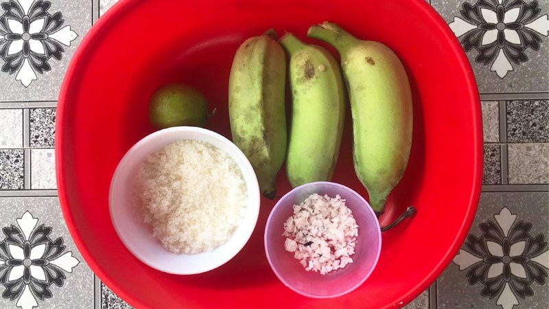 Nguyên liệu món ăn chuối xanh ngào đường