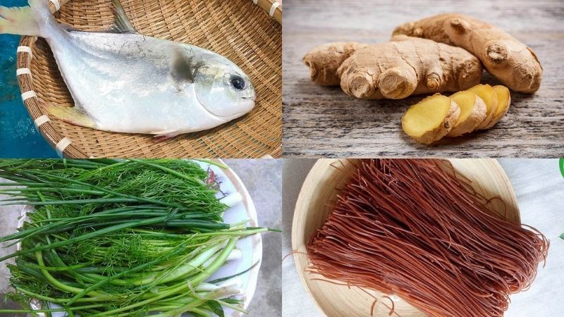 Nguyên liệu món ăn cá chim hấp