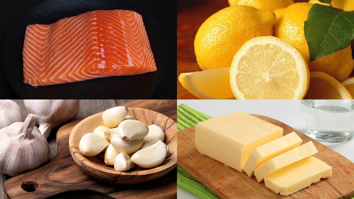 Nguyên liệu món ăn 2 cách làm cá hồi nướng giấy bạc bằng nồi chiên không dầu