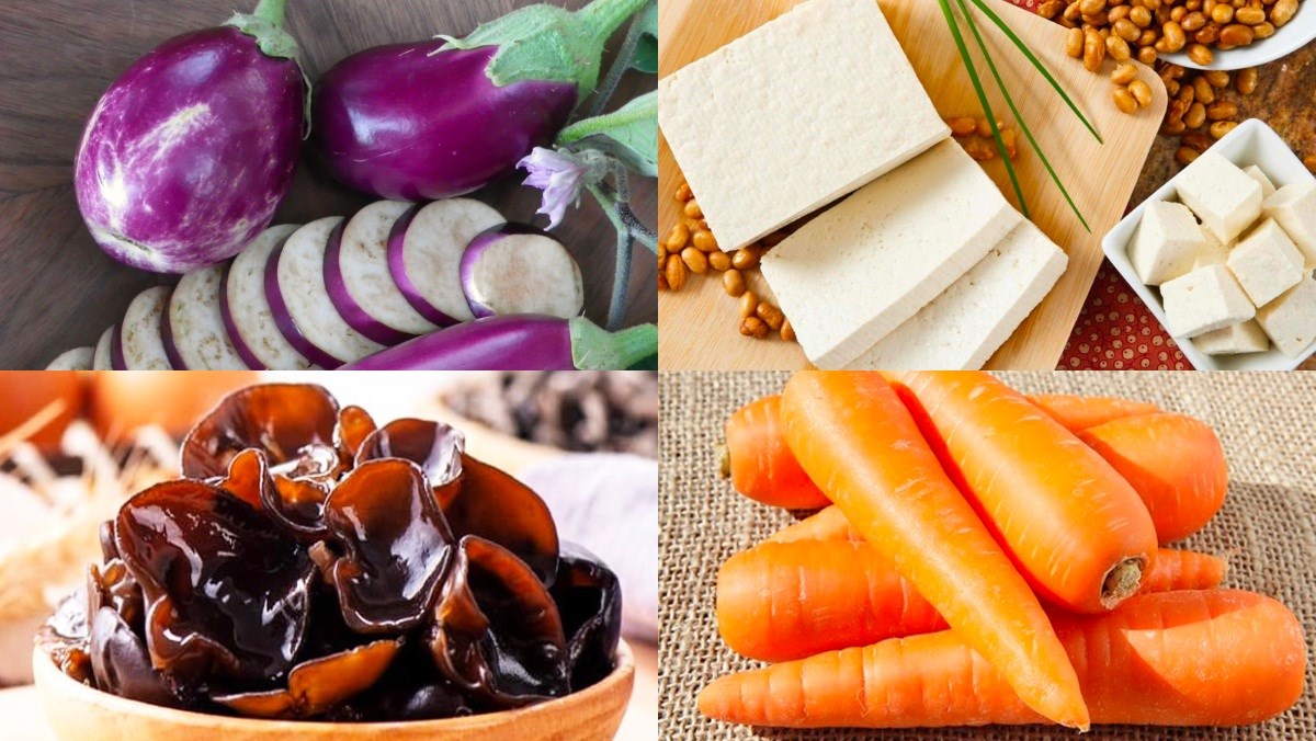 Nguyên liệu món ăn cà tím chiên chay