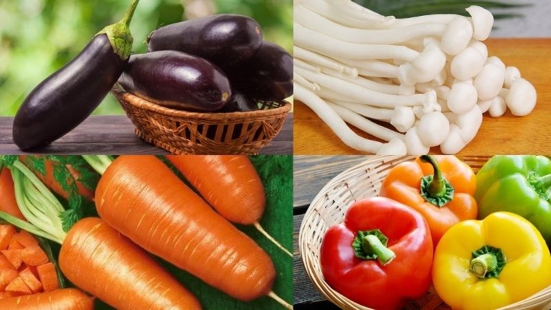 Nguyên liệu món ăn cà tím xào nấm