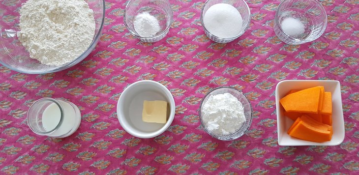 Nguyên liệu món ăn bánh bao bí đỏ