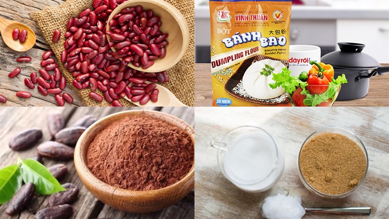Nguyên liệu món ăn bánh bao nhân đậu đỏ chay