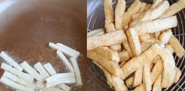 Bước 3 Chế biến đậu hũ và tàu hũ ky Bánh tráng trộn chay