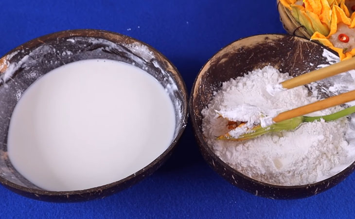 Bước 4 Chiên bông bí Bông bí nhồi cá thác lác