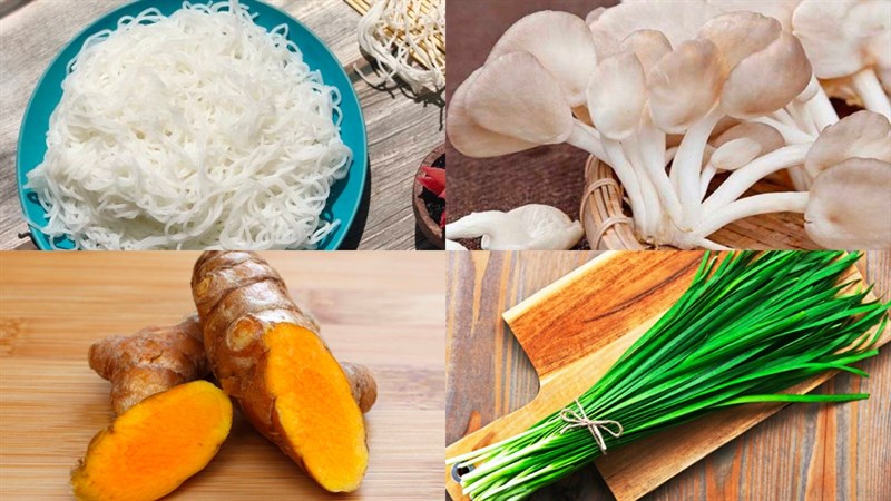 Nguyên liệu món ăn bún xào nghệ chay