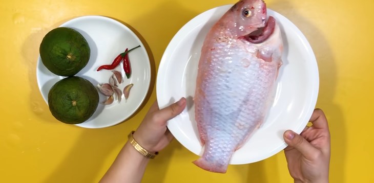 Nguyên liệu món ăn cá diêu hồng sốt cam và sốt nấm
