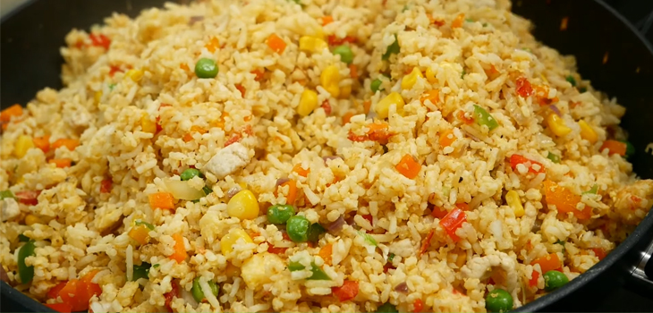 Bước 6 Chiên cơm Cơm chiên gà xé
