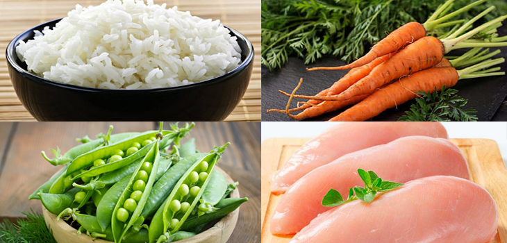 Nguyên liệu món ăn cơm chiên gà xé
