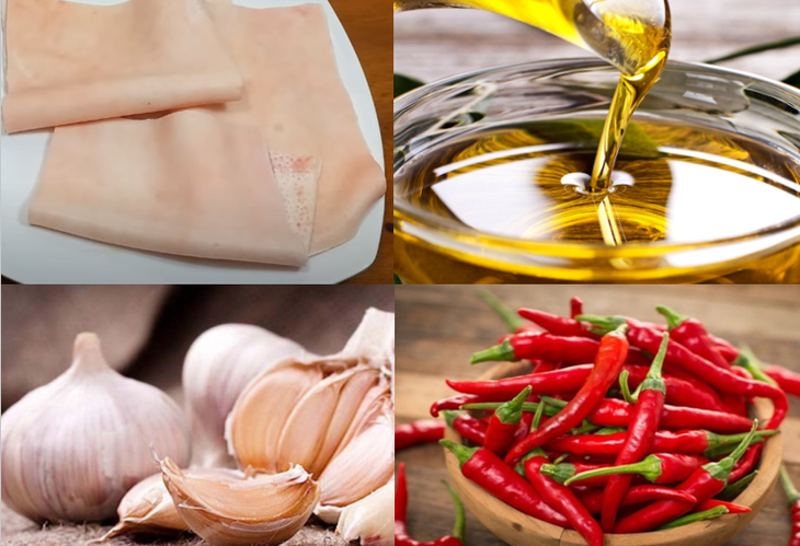 Nguyên liệu món ăn da heo chiên tỏi ớt