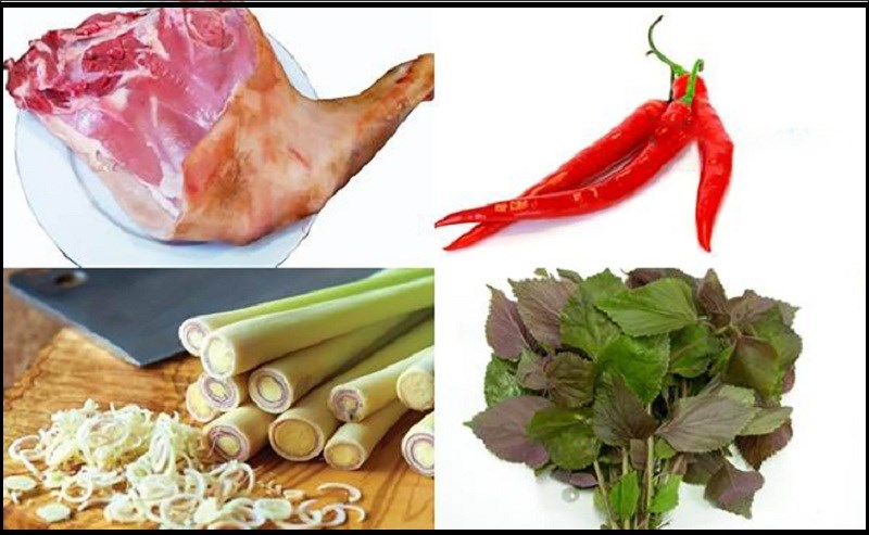 Nguyên liệu món ăn dê hấp tía tô