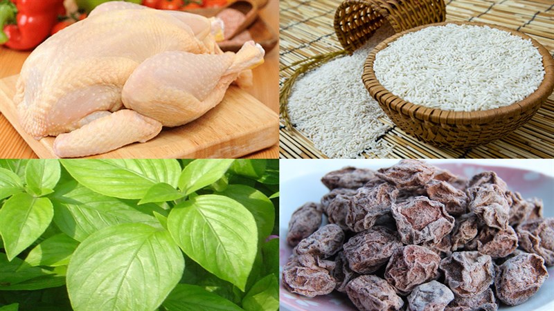 Nguyên liệu món ăn gà bó xôi lá cẩm sốt xí muội