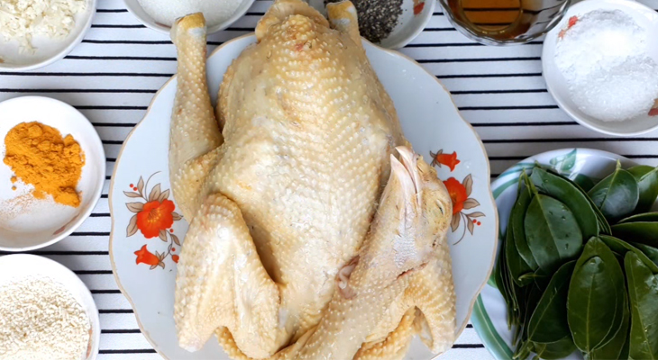 Nguyên liệu món ăn gà hấp lá chanh