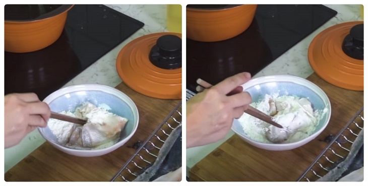 Bước 2 Ướp và chiên da cá Da cá trứng muối