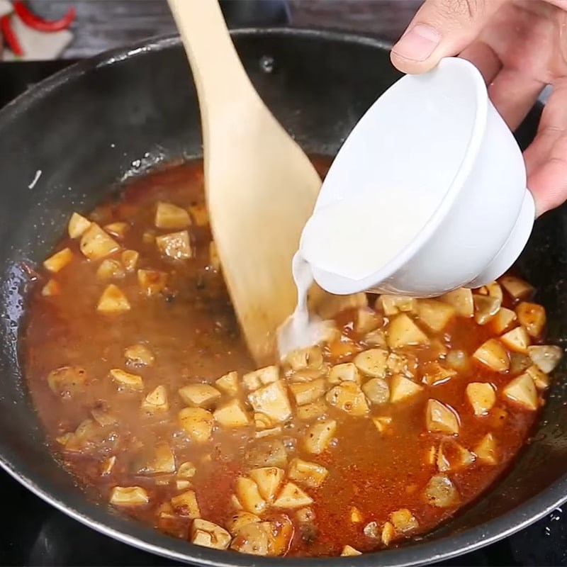 Bước 3 Làm sốt nấm rơm Đậu hũ sốt nấm