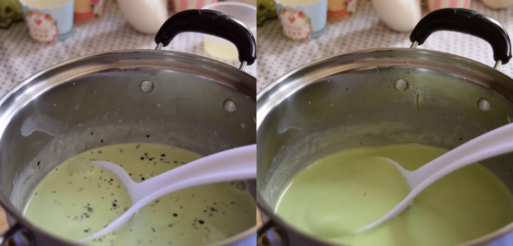 Bước 3 Pha hỗn hợp panna cotta matcha Panna cotta matcha