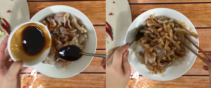 Bước 4 Xào tai heo Tai heo xào sả ớt