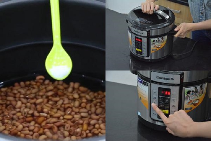 Bước 2 Nấu chè chè đậu đỏ nước dừa bằng nồi áp suất