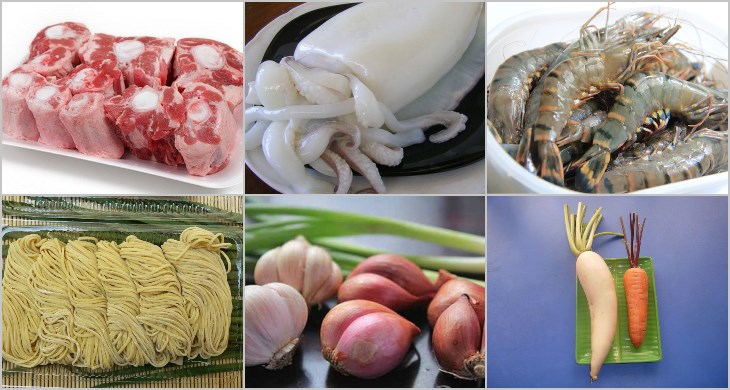 Nguyên liệu món ăn mì hải sản