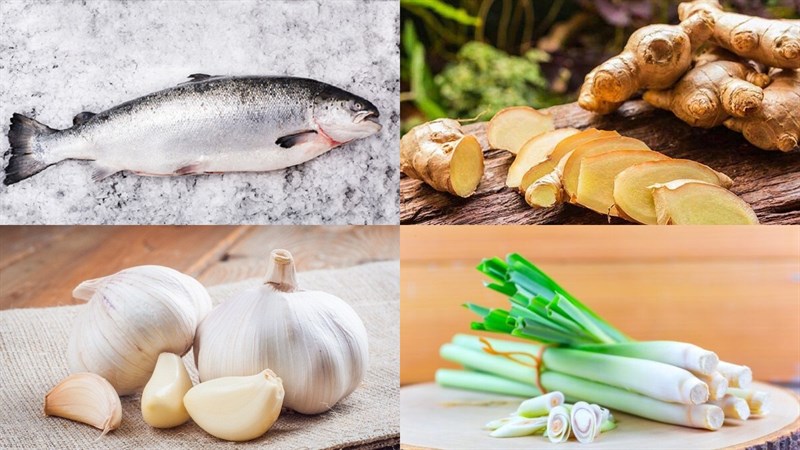 Nguyên liệu món ăn cá hồi kho nghệ và kho tàu