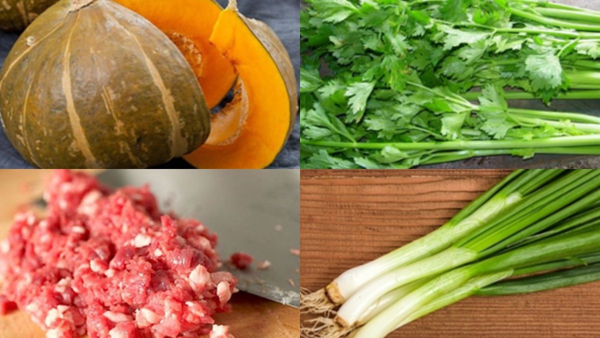 Nguyên liệu món ăn canh bí đỏ thịt bằm