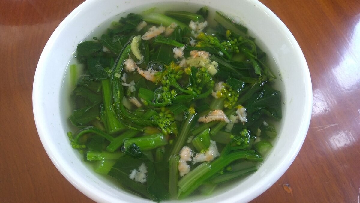 Canh cải ngồng tôm khô