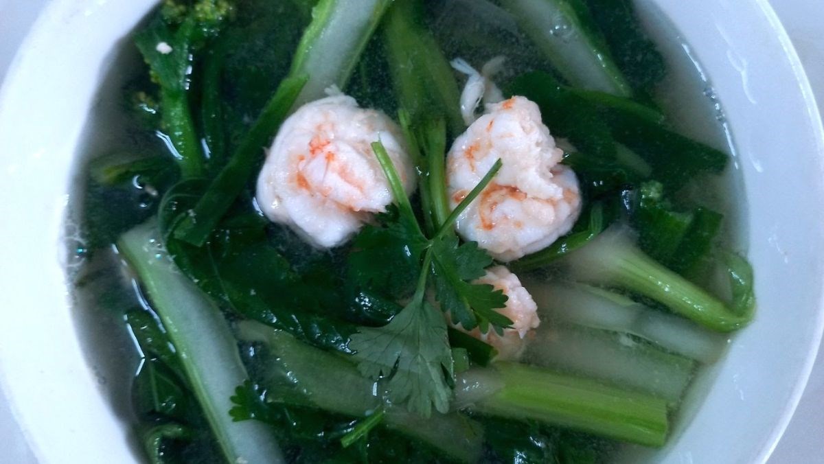 Canh cải ngồng tôm tươi