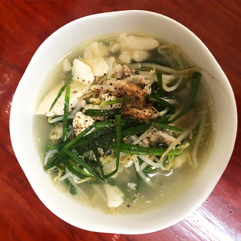Bước 4 Thành phẩm Canh đậu hũ non giá hẹ thịt băm
