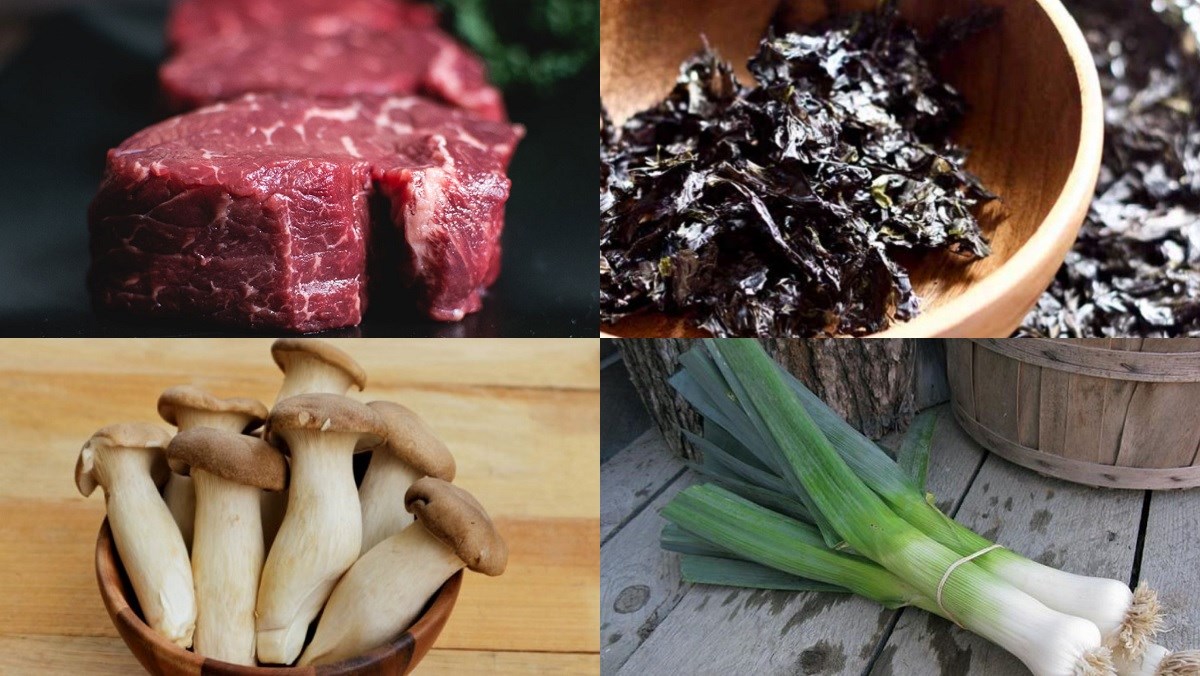Nguyên liệu món ăn canh rong biển thịt bằm