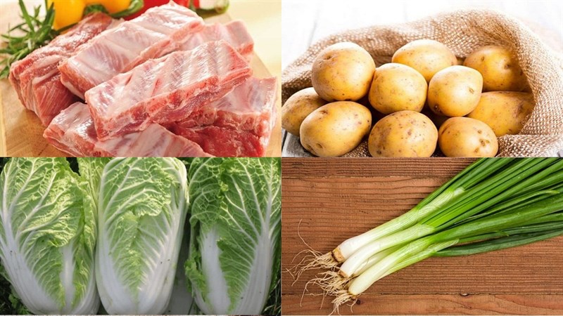 Nguyên liệu món ăn canh khoai tây xương hầm hàn quốc