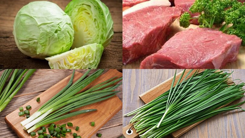 Nguyên liệu món ăn canh bắp cải cuộn thịt