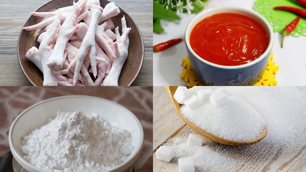 Nguyên liệu món ăn chân gà xào cay và xào sả ớt