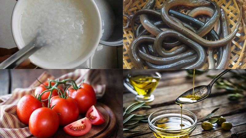 Nguyên liệu món ăn cháo lươn cà chua